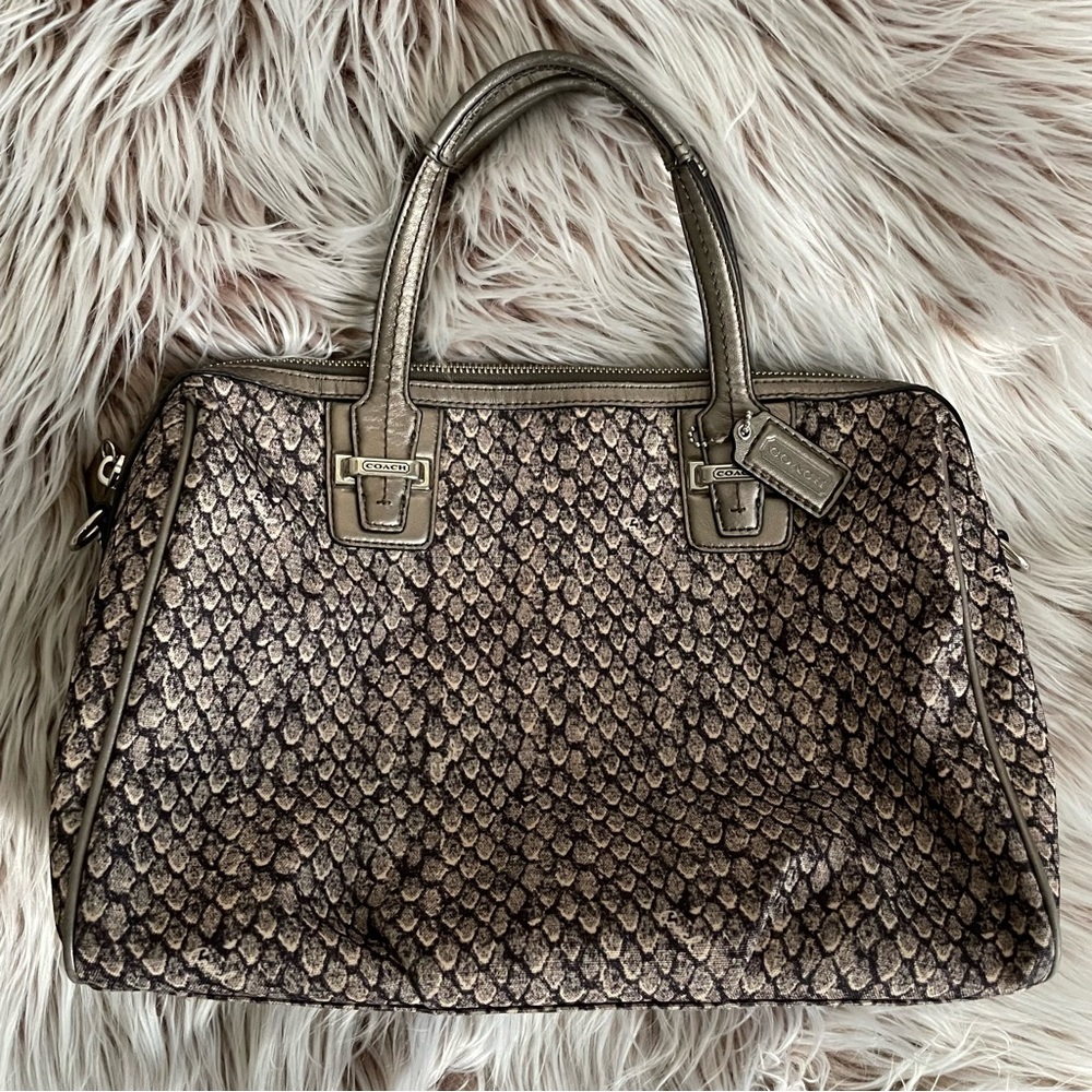 Coach Peyton Taylor Snake Print Satchel Bag